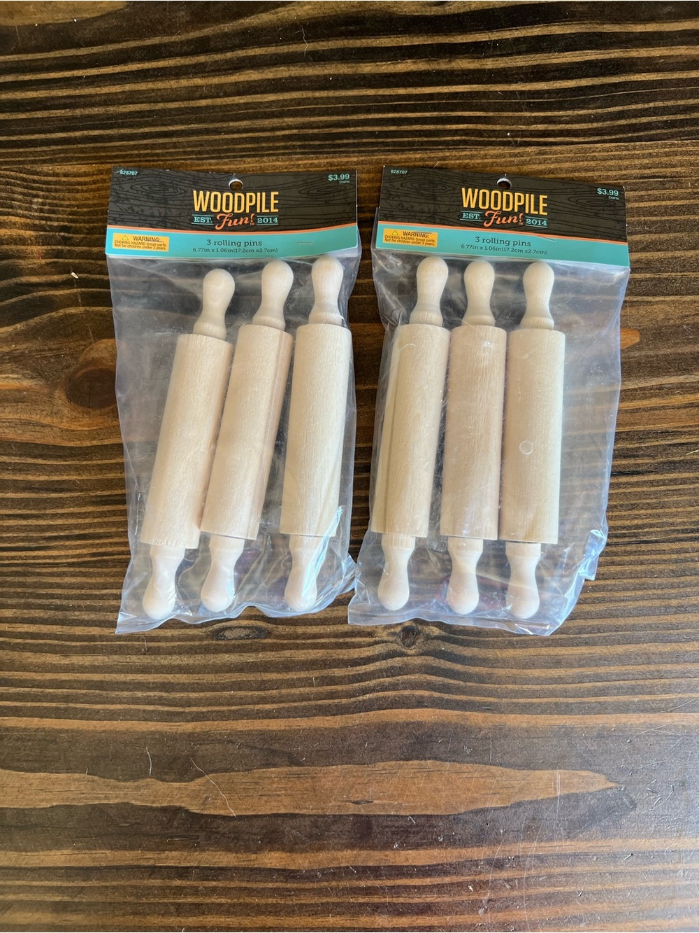 Hobby Lobby Woodpile Natural Mini Wooden Rolling Pins Bundle